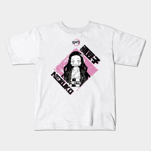 DEMON SLAYER: NEZUKO PINK (GRUNGE STYLE) Kids T-Shirt by FunGangStore